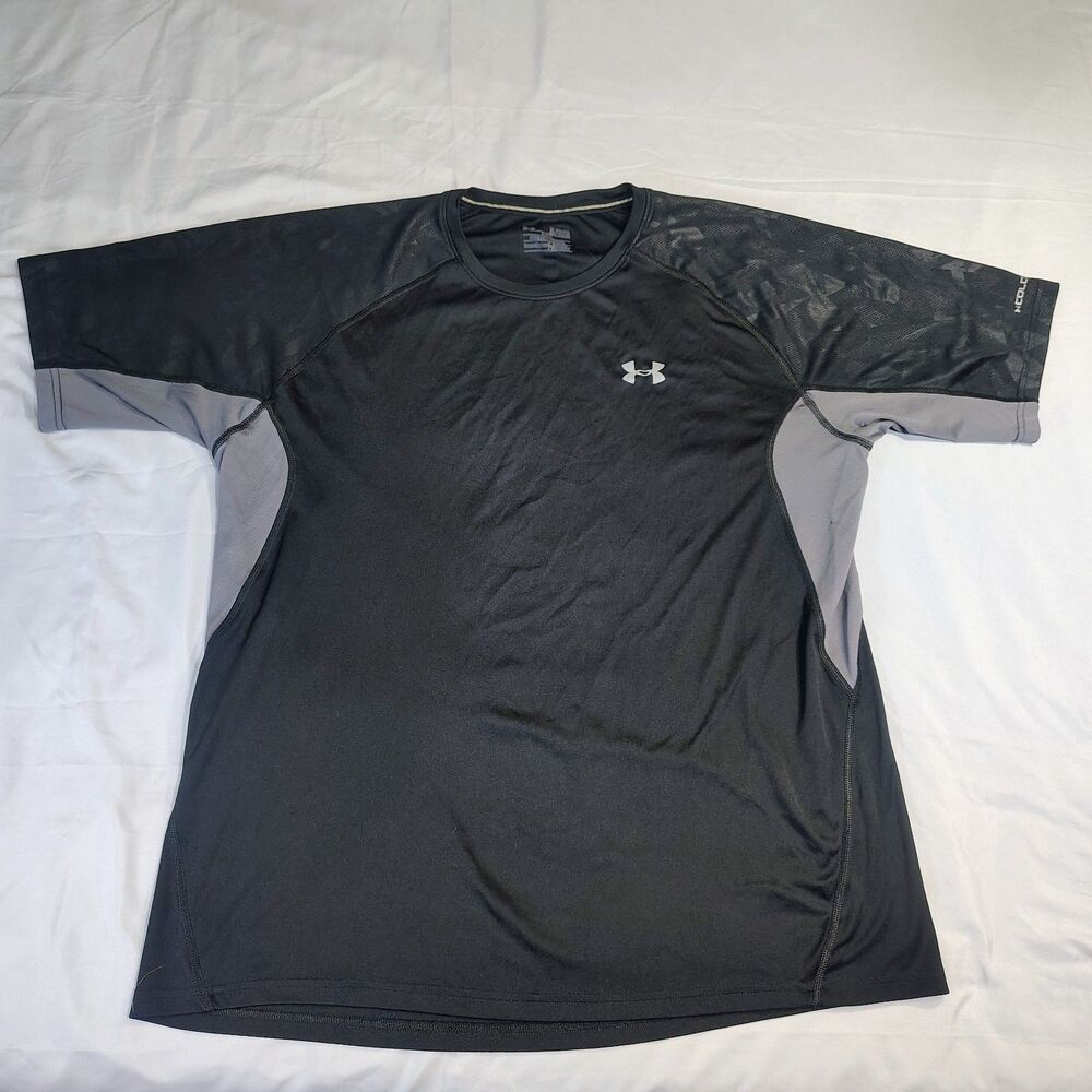 Under Armour Heatgear Coldblack Shirt Sz L Black Grey Workout Weights Running